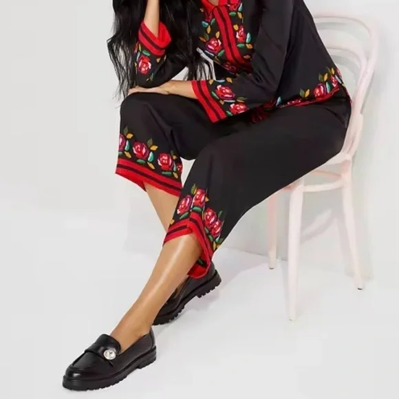 Kate Spade Rose Border Silk Blend Pants Size M NWT - Picture 4 of 5